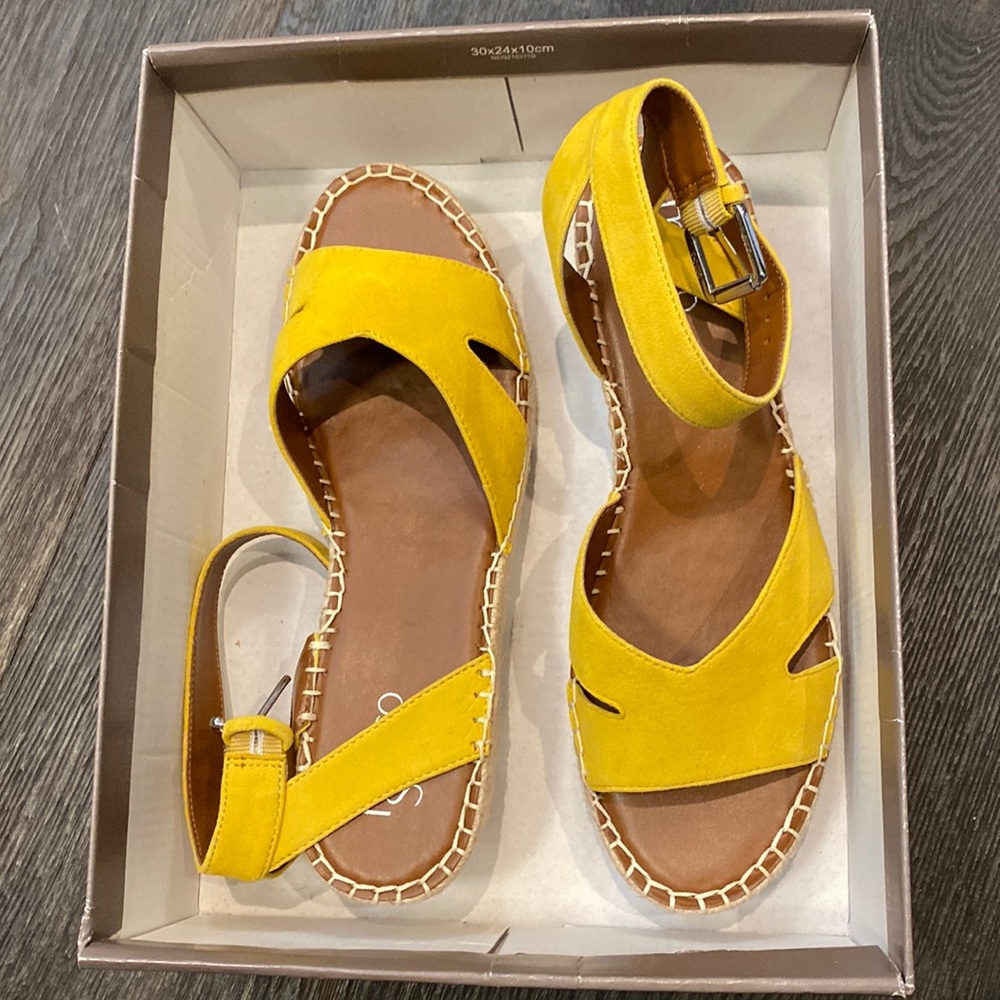 Franco Sarto Yellow Suede Espadrille Sandals